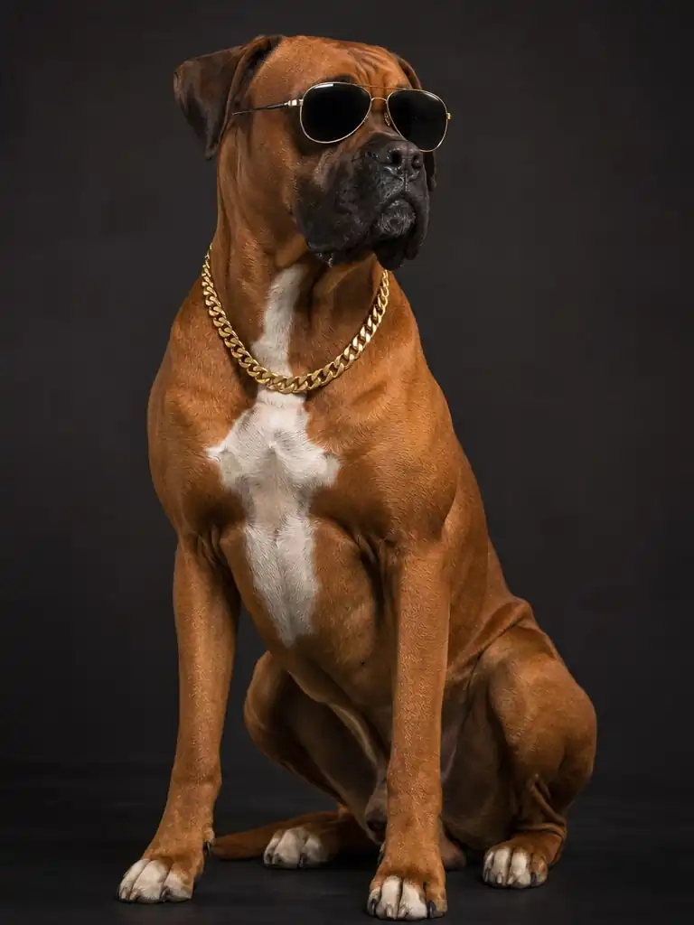 Boxer wearing sunglasses and a gold chain