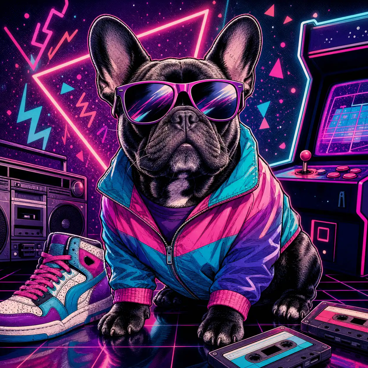 French Bulldog in a pop-culture inspired portrait