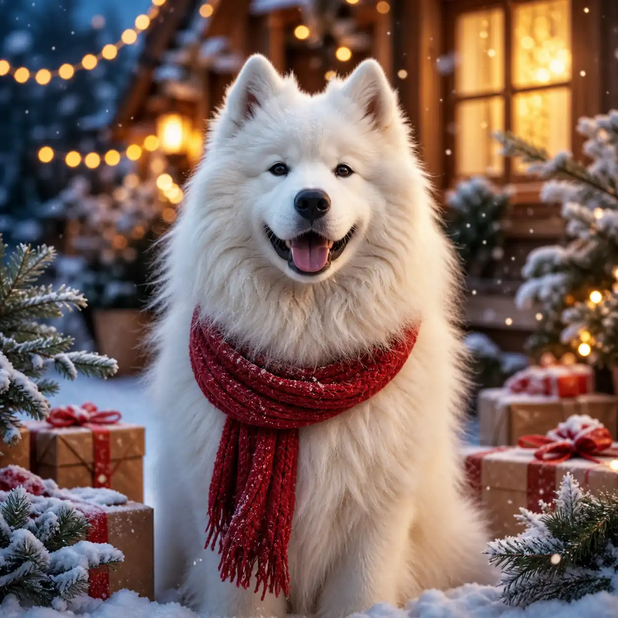 Samoyed in a seasonal celebration scene